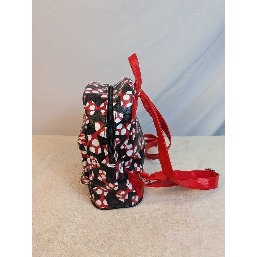 Disney Parks Authentic Mini Backpack Black Red White Polka Dot Bows - Picture 2 of 10